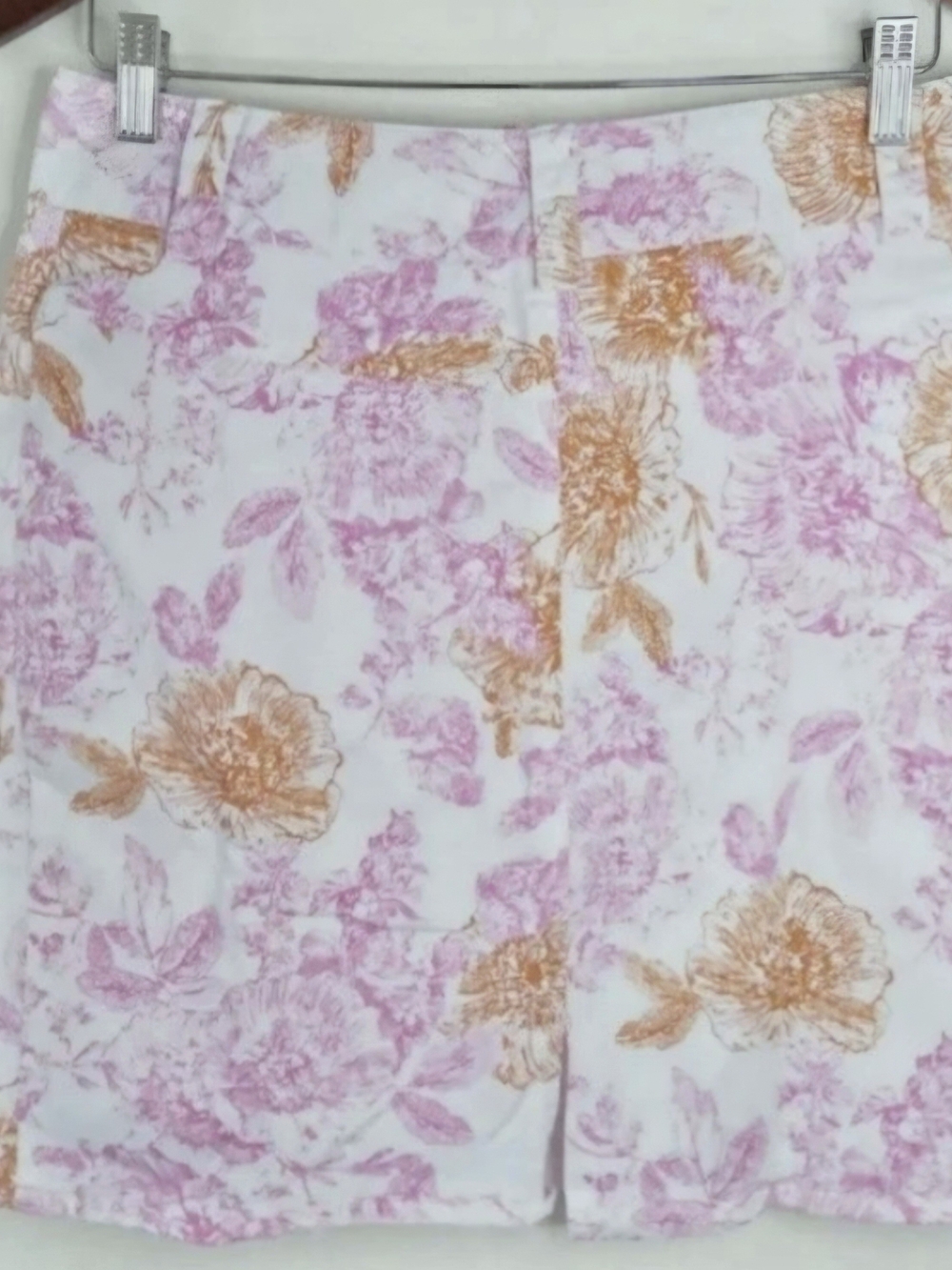 Dressbarn White Mini Skirt SZ 10 with Pink and Orange Floral Print - Picture 5 of 9